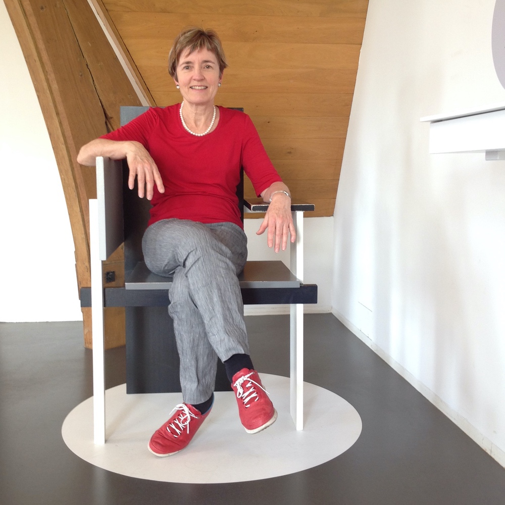 Vivien in Amsterdam on Rietveld chair Vivien in Amsterdam on Rietveld chair